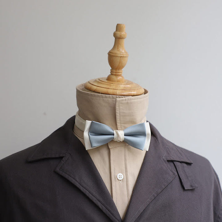 Nœud papillon double épaisseur couleur macaron et blanc pour homme