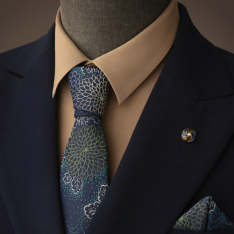 Cravate pour homme jaune et bleu marine avec feux d'artifice spectaculaires