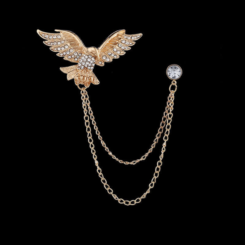 Broche chaîne aigle volant pour homme