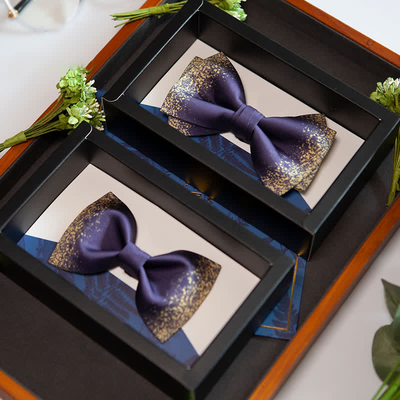 Nœud papillon pour homme, ciel nocturne resplendissant violet