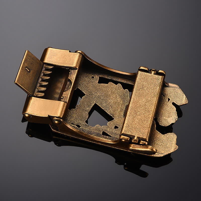 Ceinture en cuir à boucle automatique pour homme avec motif loups affamés