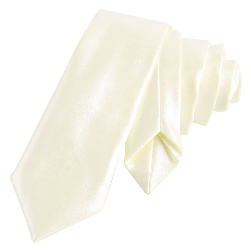 Cravate étroite décontractée en cuir PU pour homme