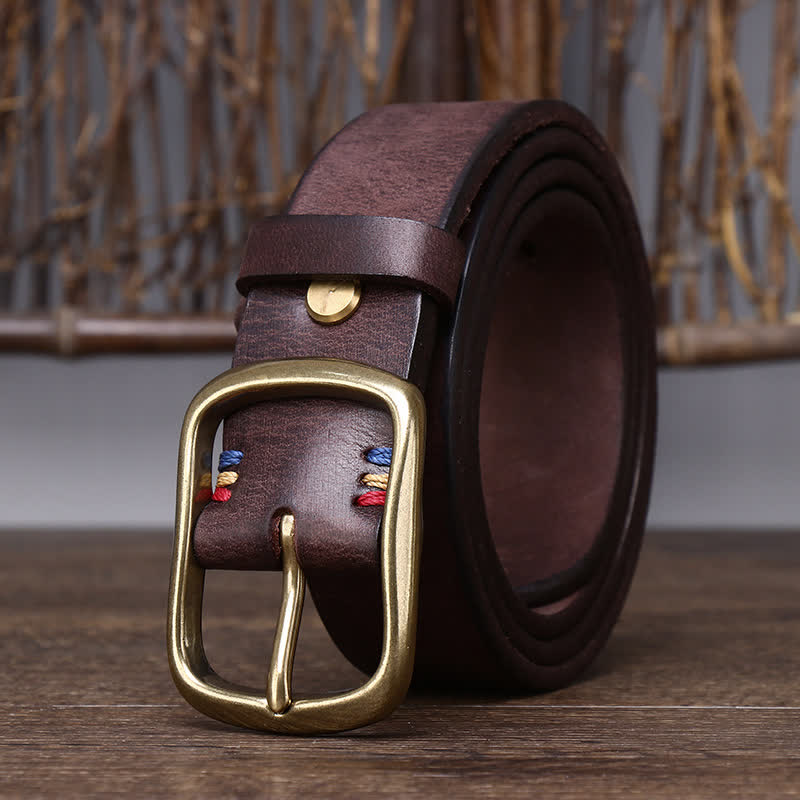 Ceinture en cuir de vachette pur épais vintage pour homme
