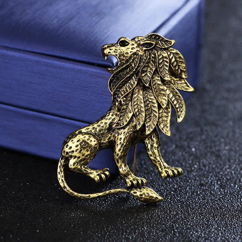 Broche rétro antique pour homme en forme de lion