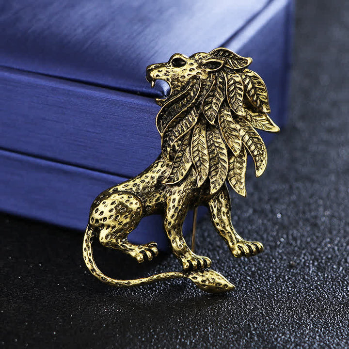 Broche rétro antique pour homme en forme de lion