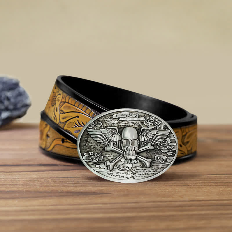 Ceinture en cuir avec boucle créative pour porte-bière en forme d'ange et de crâne pour homme