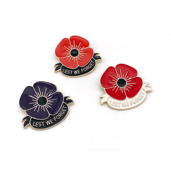 Lot de 3 broches coquelicot unisexes « Lest We Forget »