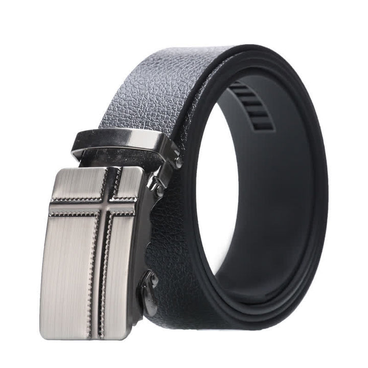 Ceinture en cuir noir à boucle automatique pour homme