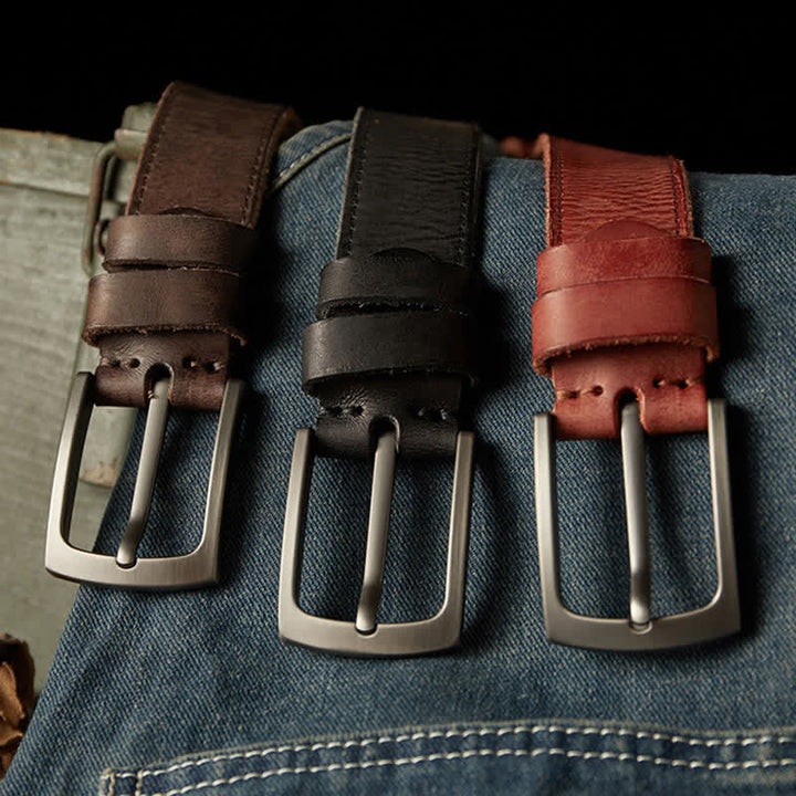 Ceinture en cuir de cow-boy texturée classique pour homme