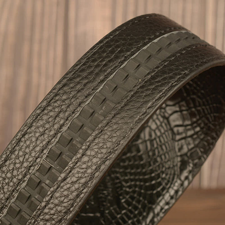 Ceinture en cuir gaufré crocodile pour homme, motif ancre nautique