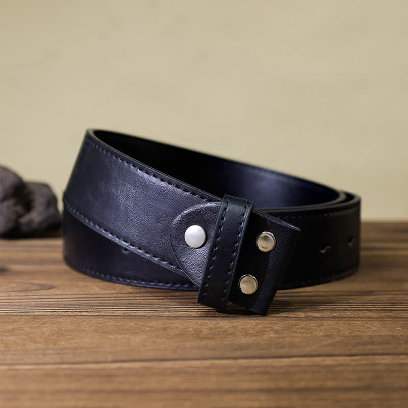 Ceinture en cuir avec boucle en émail noir pour homme en forme de fer à cheval