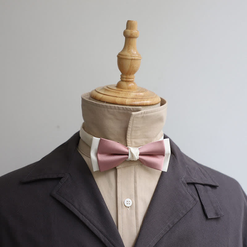 Nœud papillon double épaisseur couleur macaron et blanc pour homme