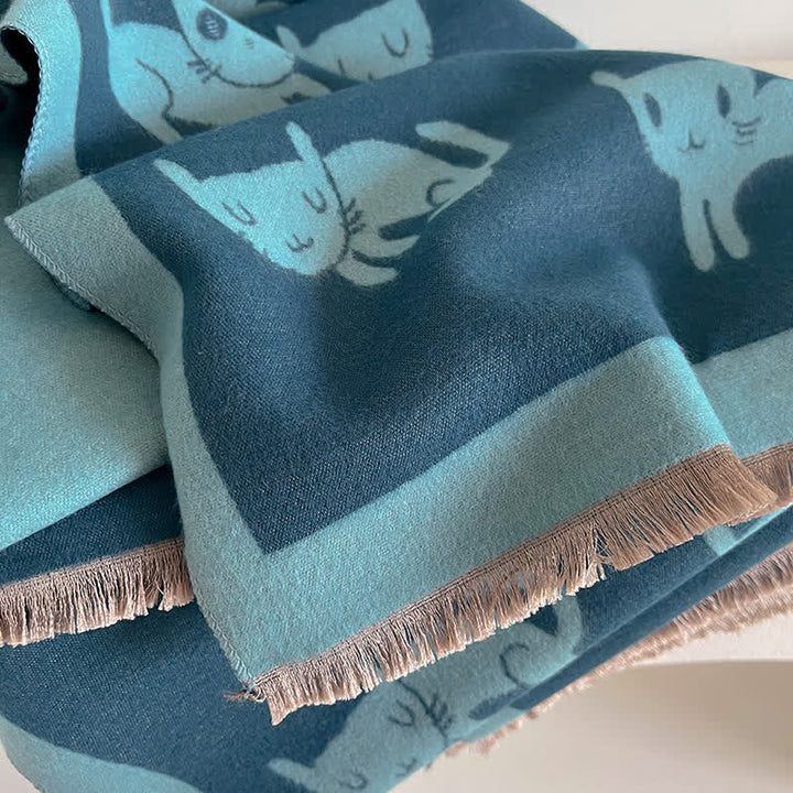 Écharpe grande taille pour femme, chaude et résistante au froid, avec imprimé chat