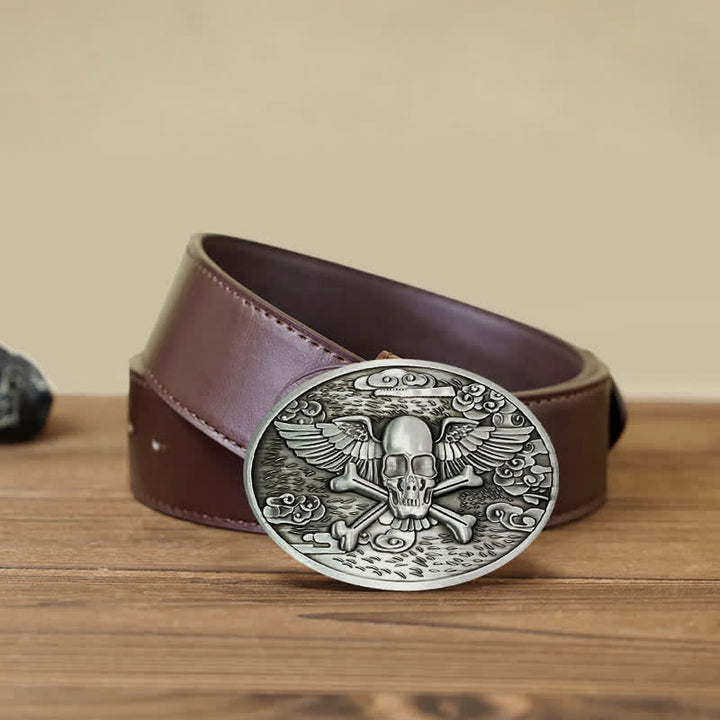 Ceinture en cuir avec boucle créative pour porte-bière en forme d'ange et de crâne pour homme
