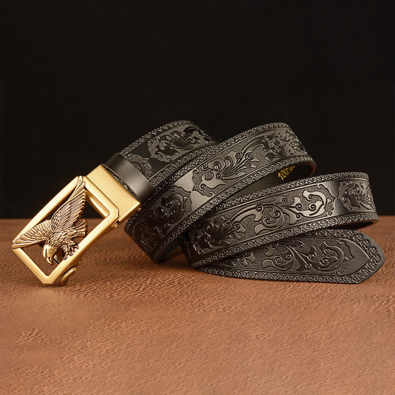 Ceinture en cuir à boucle creuse vintage pour homme