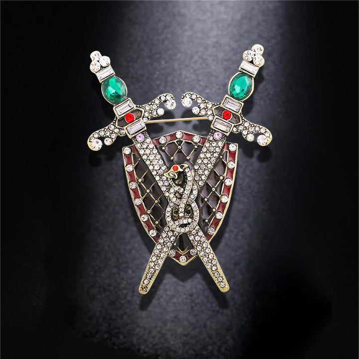 Broche épée et bouclier de guerrier pour homme