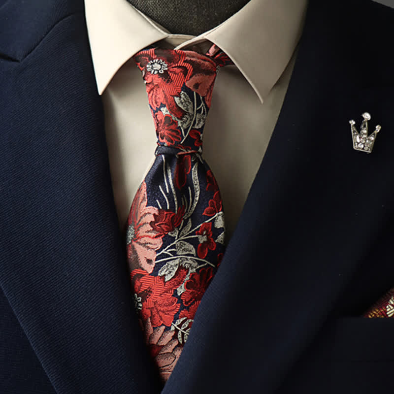 Cravate à fleurs mystiques rose et rouge pour homme