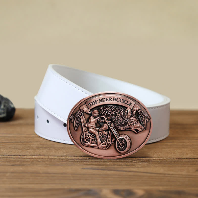 Ceinture en cuir avec boucle porte-bière créative pour moto pour homme