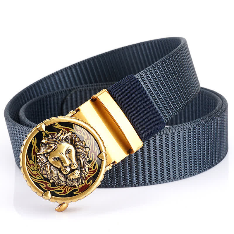 Ceinture pratique en nylon à motif tête de lion pour homme - Bleu / Or - 48" - image 10