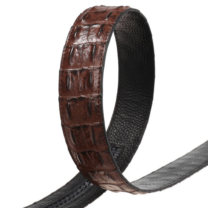 Ceinture en cuir imprimé crocodile à boucle automatique creuse pour homme