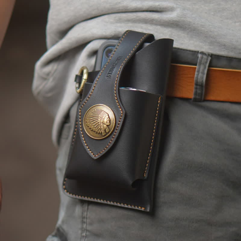 Sac ceinture rétro en laiton avec bouton pression magnétique pour téléphone portable