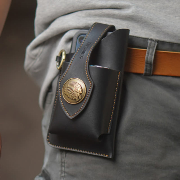 Sac ceinture rétro en laiton avec bouton pression magnétique pour téléphone portable