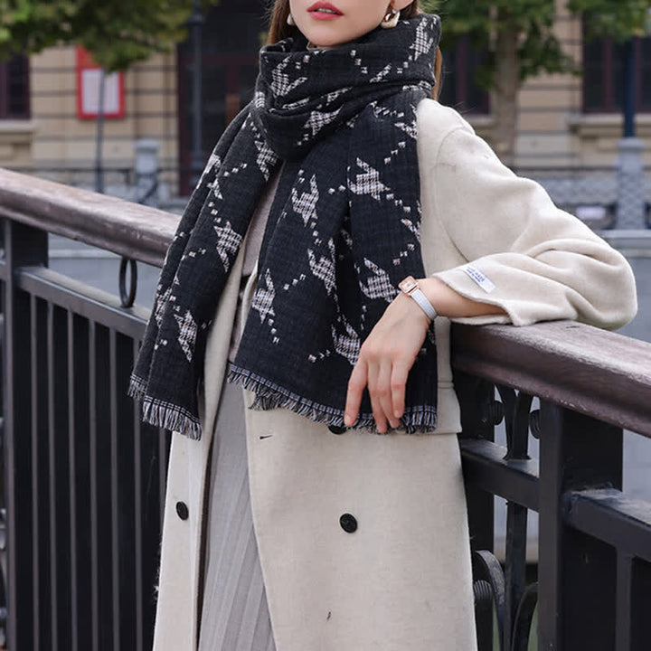 Écharpe chaude à grand châle à motif pied-de-poule pour femme