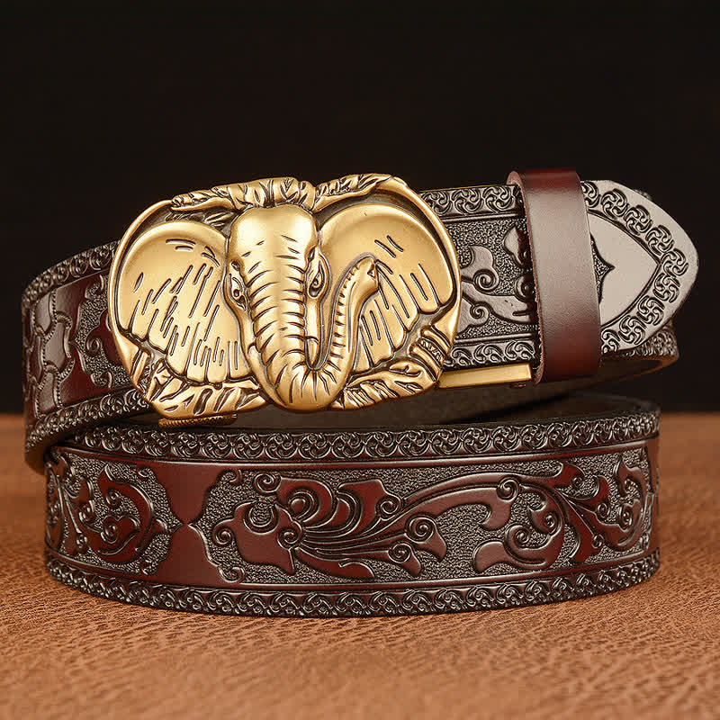 Ceinture en cuir à grandes oreilles d'éléphant pour homme