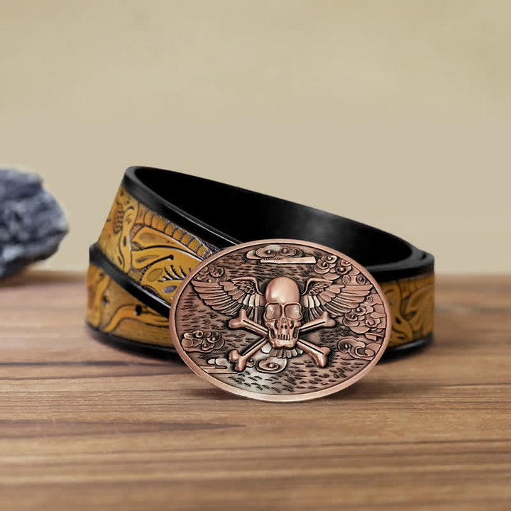 Ceinture en cuir avec boucle créative pour porte-bière en forme d'ange et de crâne pour homme