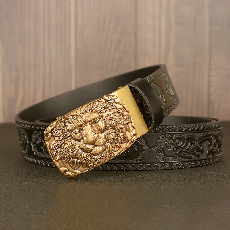 Ceinture en cuir à tête de lion pour homme Honor