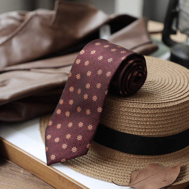 Cravate de navigation pour homme avec ancre de bateau et barre