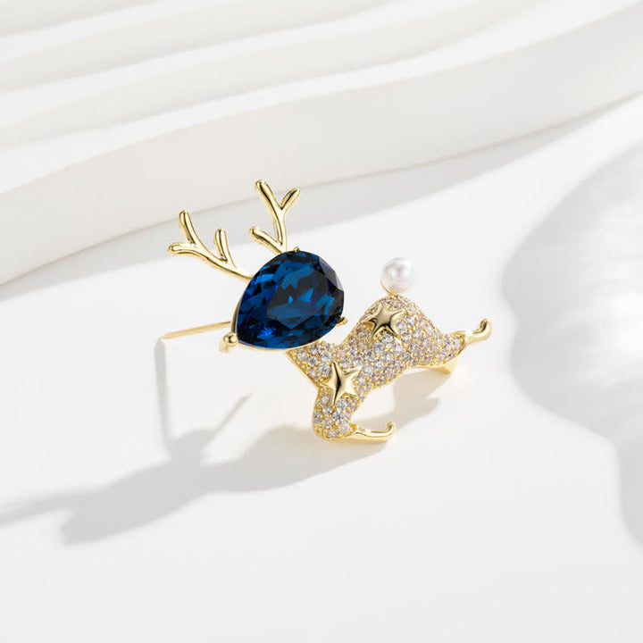 Broche en perles pour femme en forme de petit élan