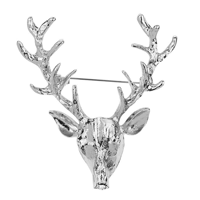 Broche tête de cerf en bois de cerf pour homme