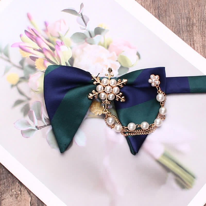 Nœud papillon surdimensionné à rayures et perles pour homme