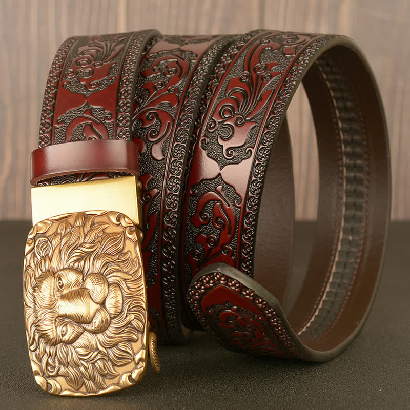 Ceinture en cuir à tête de lion pour homme Honor