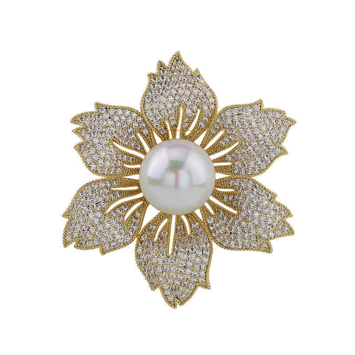 Broche Bauhinia de luxe en perles brillantes pour femme