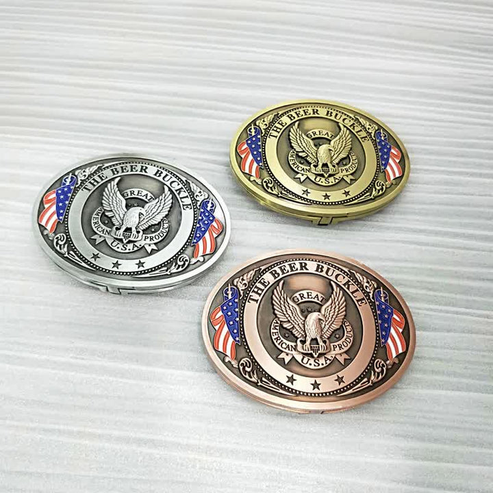 Ceinture en cuir avec boucle créative pour porte-bière et drapeau américain pour homme