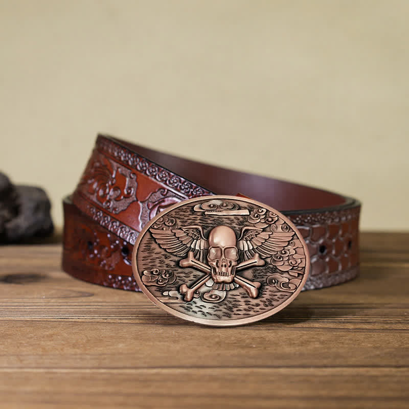Ceinture en cuir avec boucle créative pour porte-bière en forme d'ange et de crâne pour homme