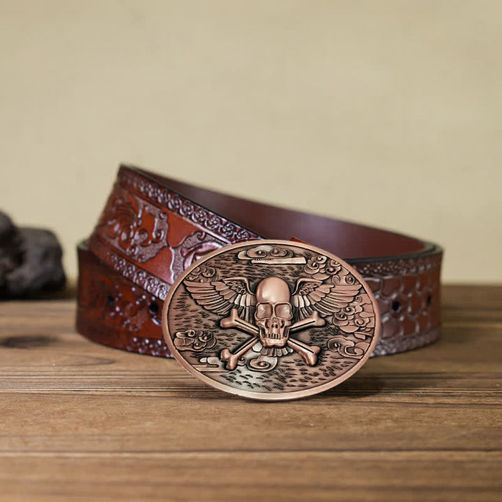 Ceinture en cuir avec boucle créative pour porte-bière en forme d'ange et de crâne pour homme