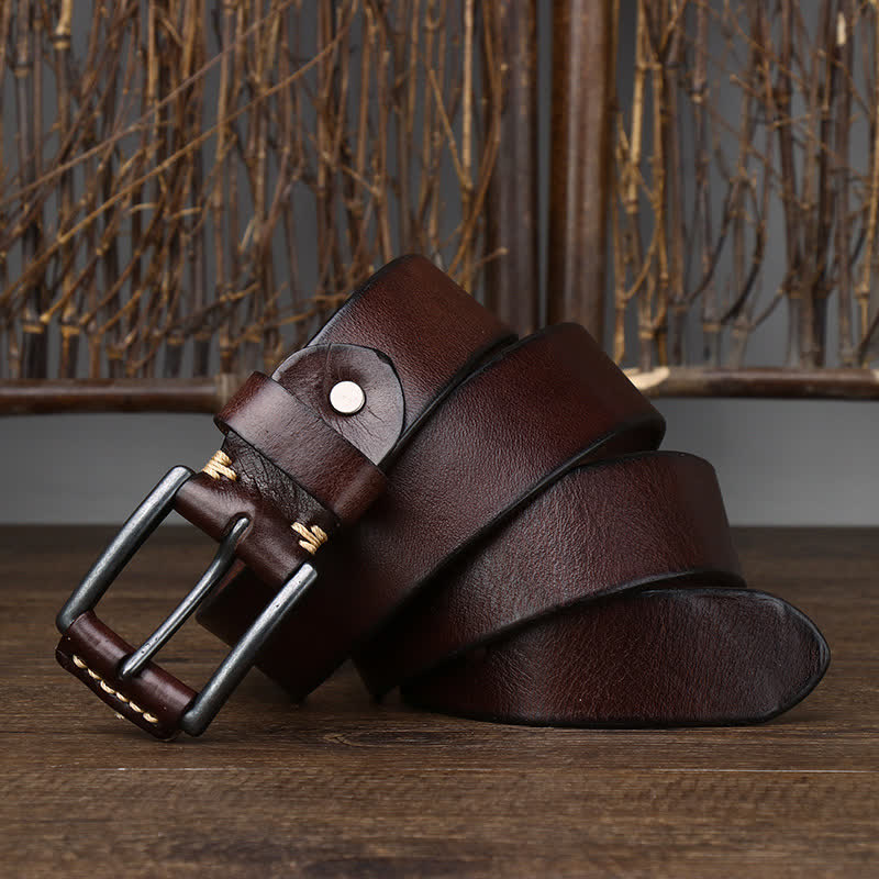Ceinture en cuir de cowboy brillant et rétro pour homme