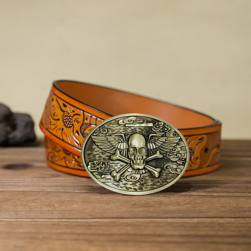 Ceinture en cuir avec boucle créative pour porte-bière en forme d'ange et de crâne pour homme