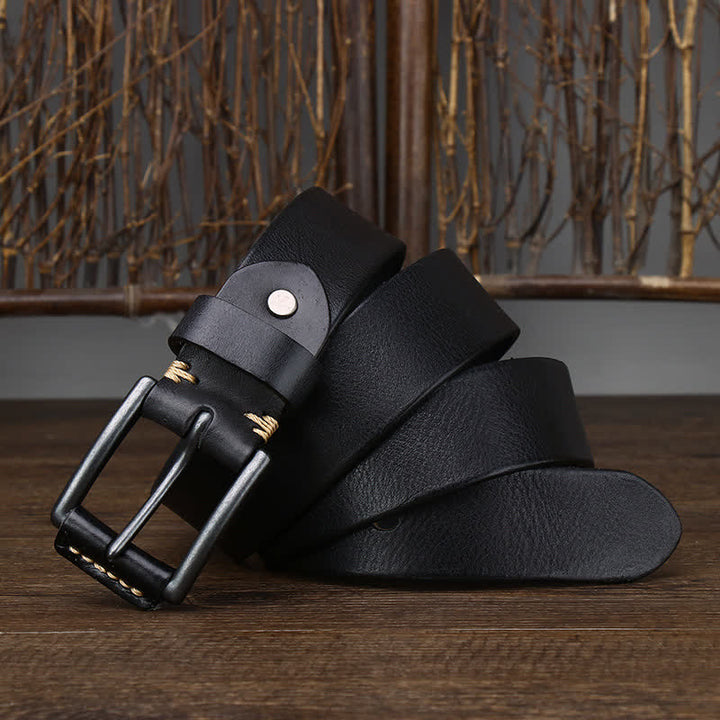 Ceinture en cuir de cowboy brillant et rétro pour homme