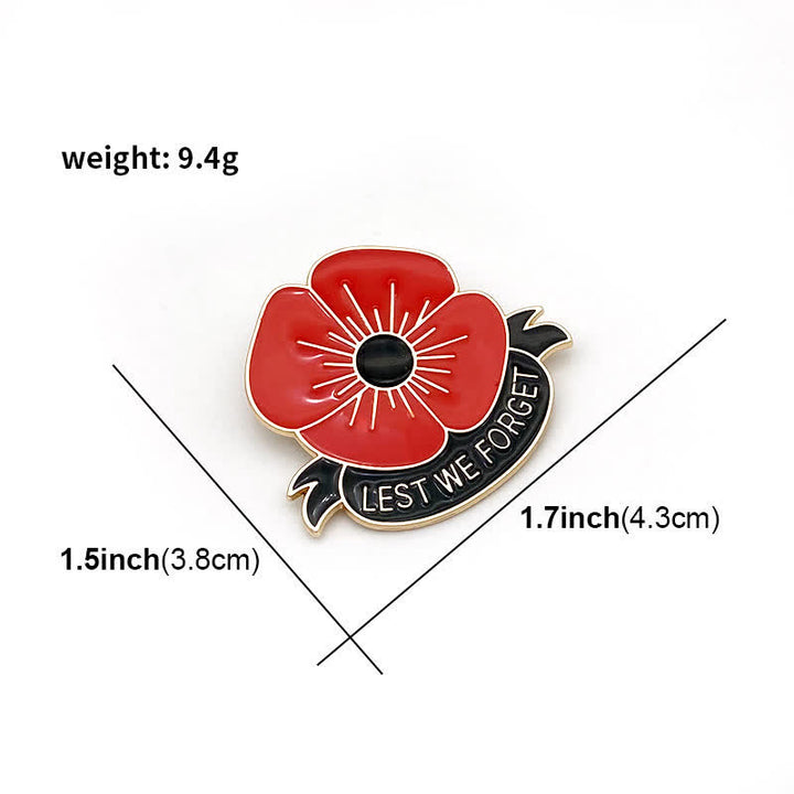 Lot de 3 broches coquelicot unisexes « Lest We Forget »