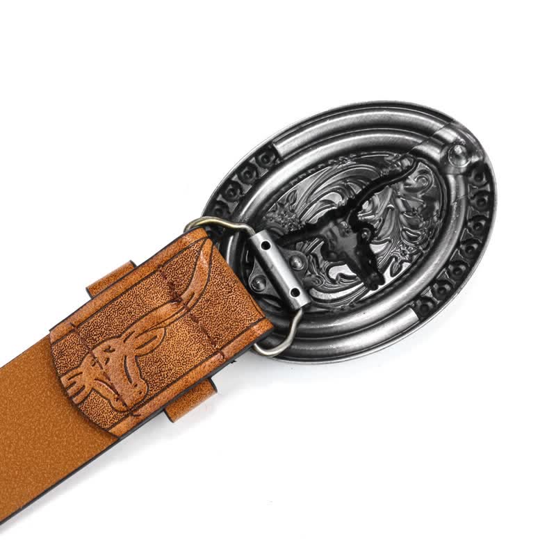 Ceinture en cuir de taureau turquoise pour homme style western cowboy