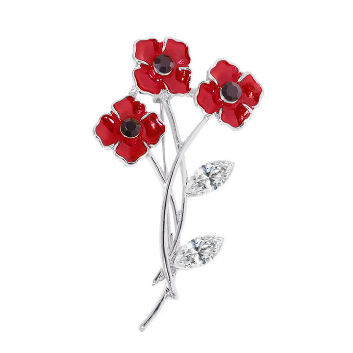 Broche unisexe en forme de bouquet de coquelicots rouges