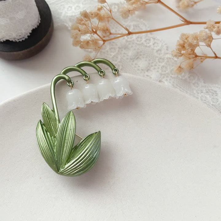 Broche muguet blanche pure pour femme