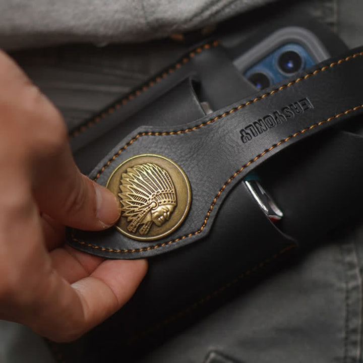 Sac ceinture rétro en laiton avec bouton pression magnétique pour téléphone portable