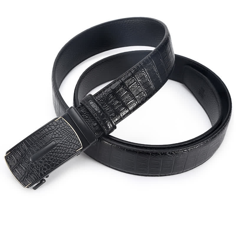 Ceinture en cuir de luxe à motif peau de crocodile pour homme