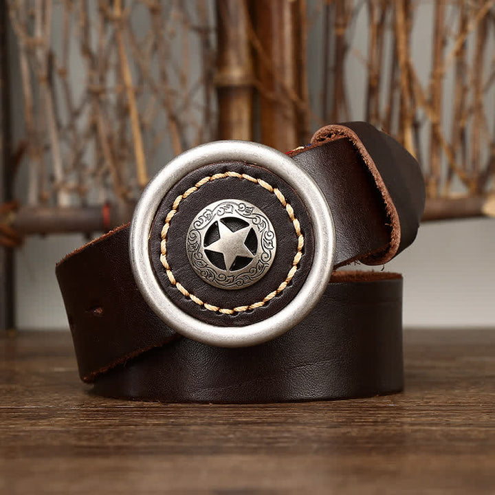 Ceinture en cuir épais vintage Pentacle pour homme