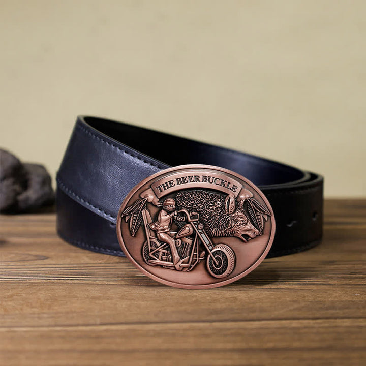Ceinture en cuir avec boucle porte-bière créative pour moto pour homme